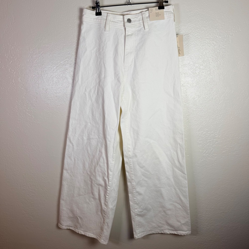 New Universal Thread Womens 6R White Sailor Wide Leg High Rise Jeans Coastal